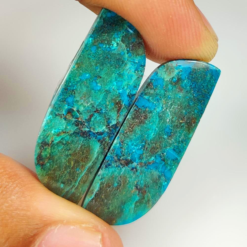 28.02 Ct Natural Tibetian Sky Turquoise Fancy Cab Pair (1 of 2)