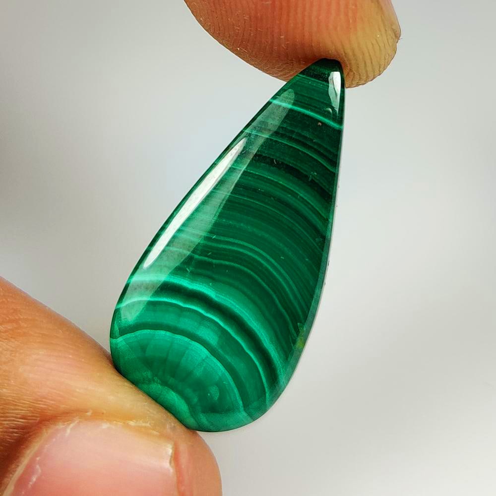 17.67 Ct Natural Green Malachite Pear Cab (1 of 2)