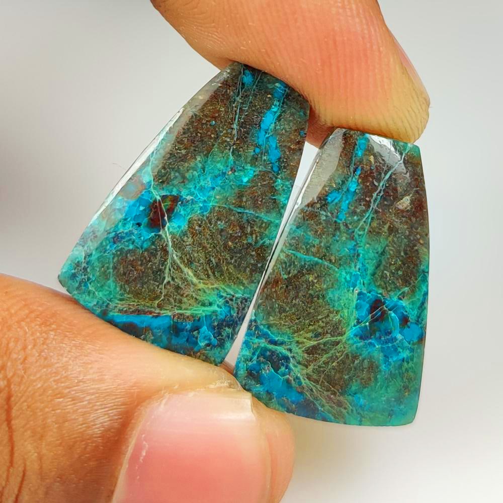 28.14 Ct Natural Tibetian Sky Turquoise Fancy Cab Pair (1 of 2)