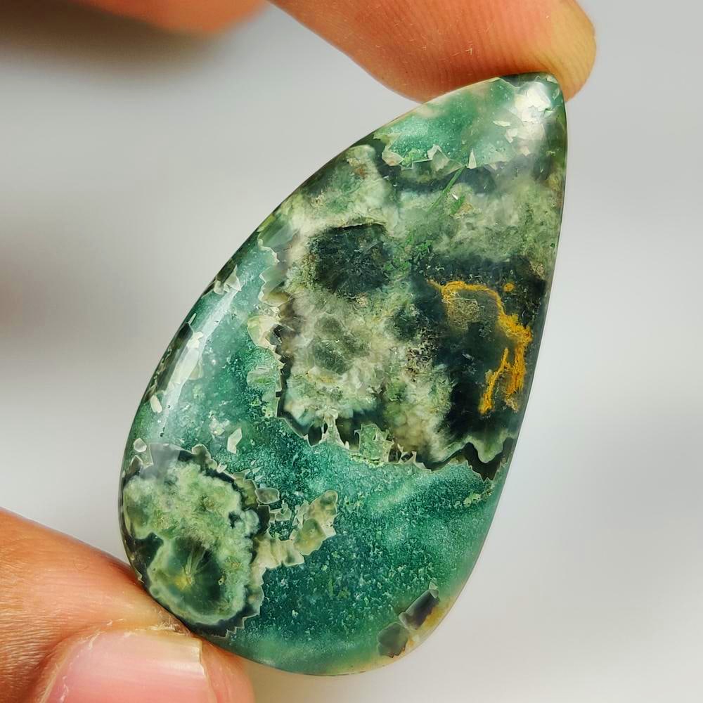 43.63 Ct Natural Rain Forest Jasper Pear Cab (1 of 2)