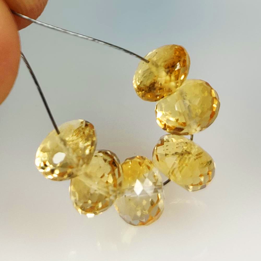 11.75 Ct Natural Yellow Citrine Round Cut Beads: Weight - 11.75 Ct / Dimensions - 7.30 - 7.40 mm / 6 Pc's / Shape - Round Cut Beads / Color - Yellow / Clarity - VVS / Origin - Brazil / Treatment - Heated