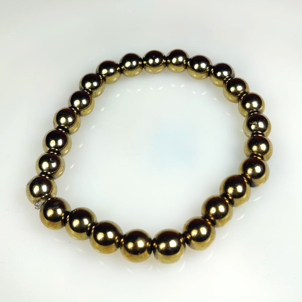 160.00 Ct Natural Golden Gun Metal Elastic Bracelet "Free Size": Weight - 160.00 Ct / Dimensions - 8.00 - 8.10 mm / 25 Pc's / Size - Free Size / Top Class Quality / Round Ball / Origin - Africa / Comments - None