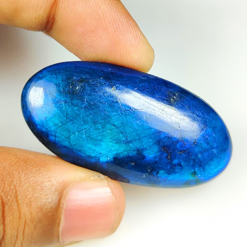 66.67 Ct Natural Top Flashing Labradorite Oval Cab (1 of 2)