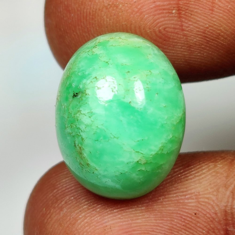 12.41 Ct Natural Green Chrysoprase Oval Cab (1 of 2)
