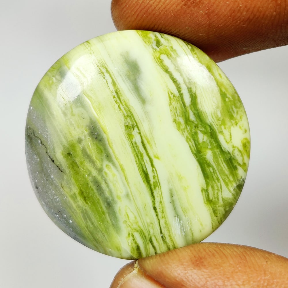 35.03 Ct Natural Green Serpentine Round Cab (1 of 2)