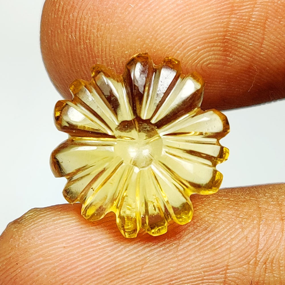 7.31 Ct Natural Yellow Citrine Flower Carving (1 of 2)