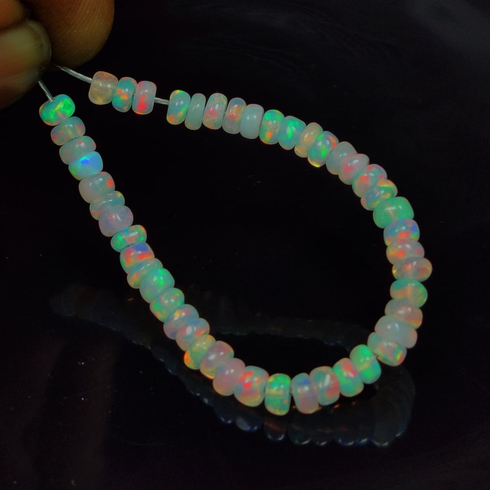 5.78 Ct Natural Multicolor Welo Opal Top Fire Round Beads (1 of 2)