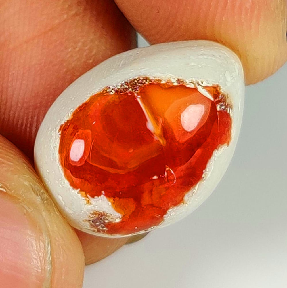 7.38 Ct Natural Fire Opal Pear Cab (1 of 2)
