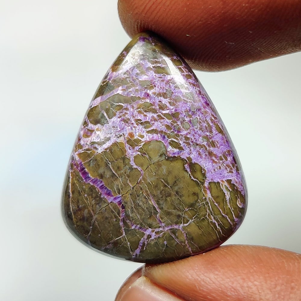 18.89 Ct Natural Purpurite-Stichtite Pear Cab (1 of 2)
