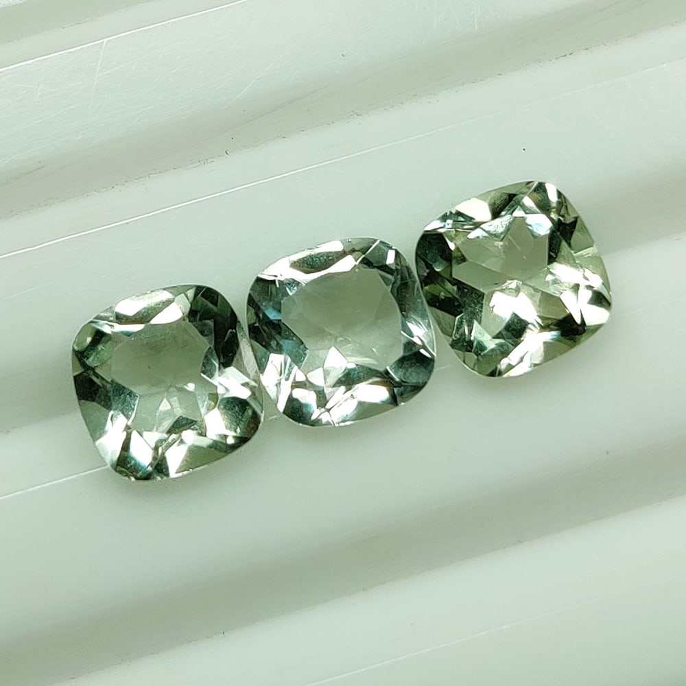 3.84 Ct Natural Green Amethyst Cushion Set (1 of 2)