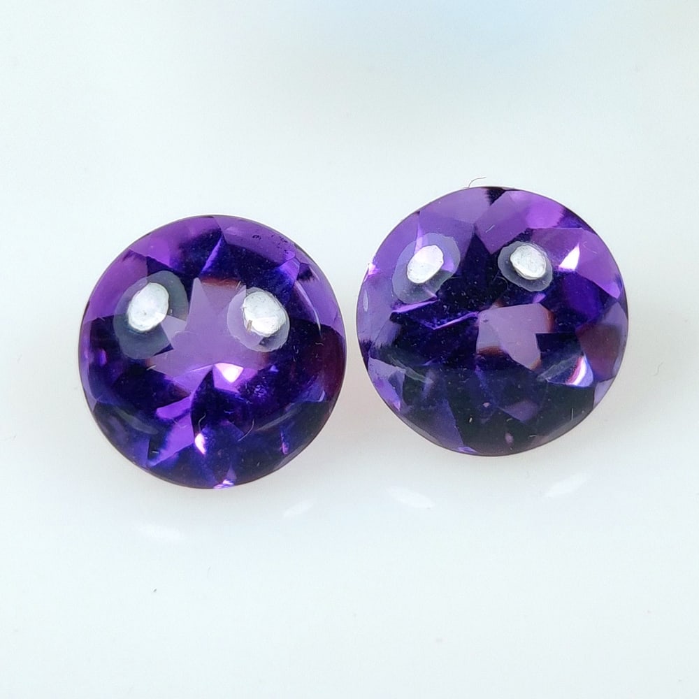 9.09 Ct Natural Purple Amethyst Round Cab Pair (1 of 2)