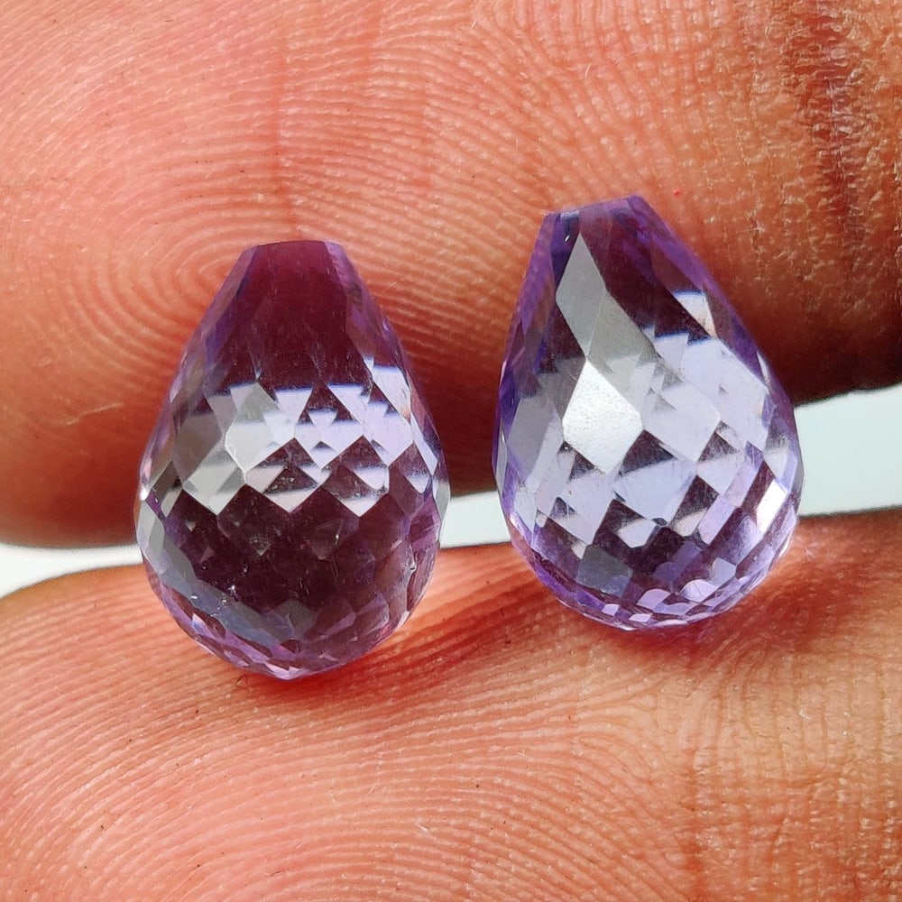 6.44 Ct Natural Purple Amethyst Pear Drop Pair (1 of 2)