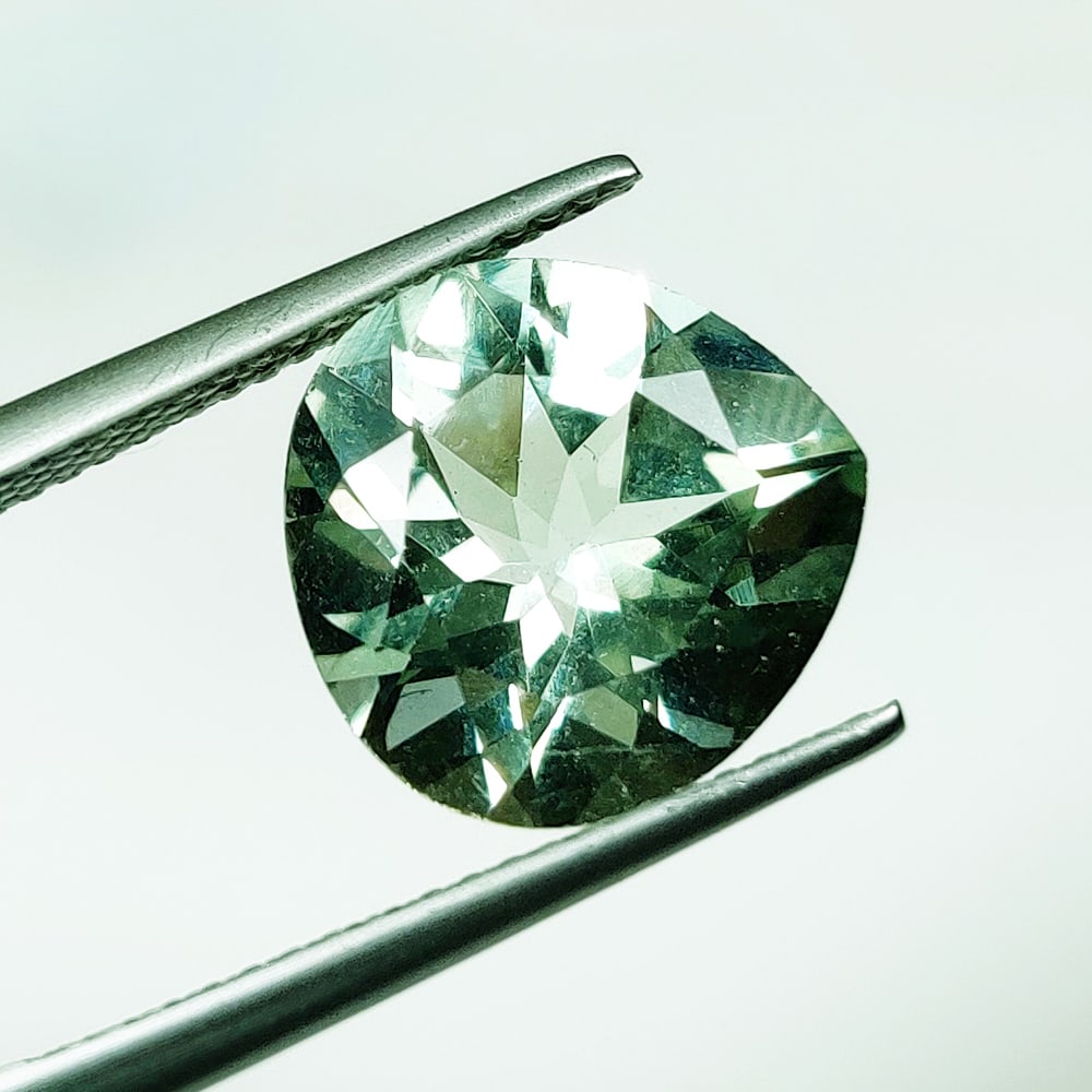 5.19 Ct Natural Green Amethyst Pear Cut: Weight - 5.19 Ct / Dimensions - 12.30 x 12.00 x 7.40 mm / Shape - Pear Cut / Color - Green / Clarity - VVS / Origin - Brazil / Treatment - Heated