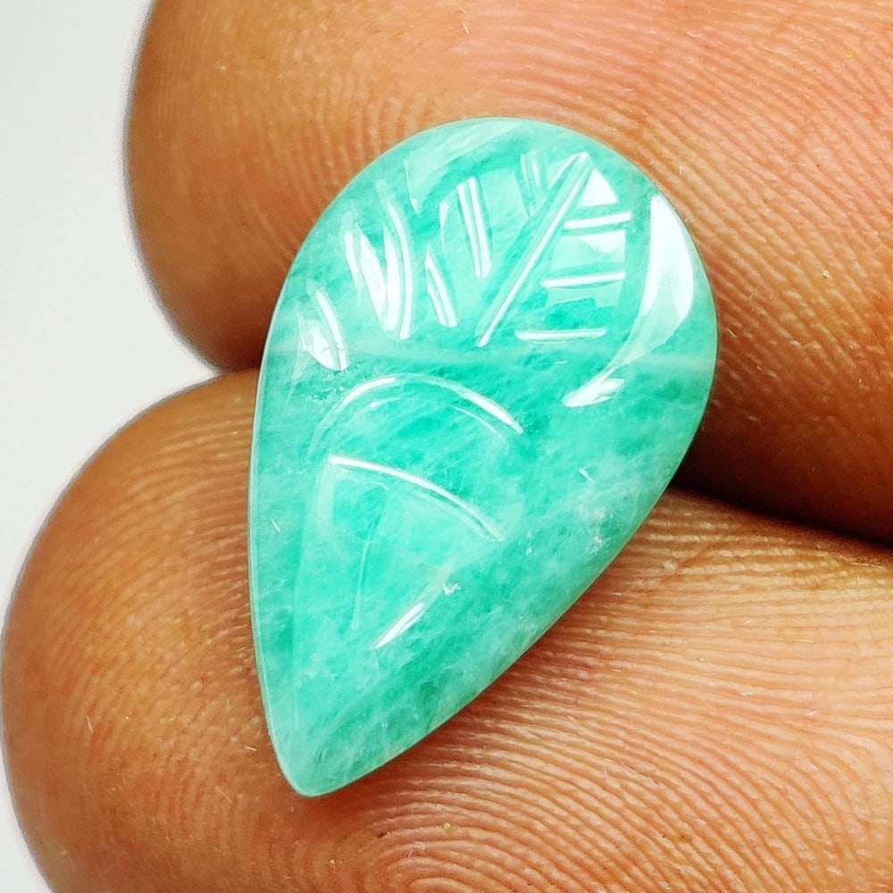 3.45 Ct Natural Green Emerald Pear Cab (1 of 2)