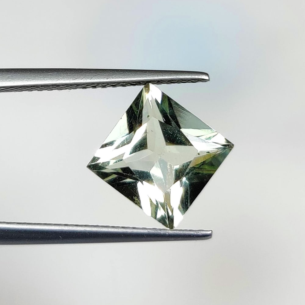 3.11 Ct Natural "Prasiolite" (Green Amethyst) Princess Cut (1 of 2)