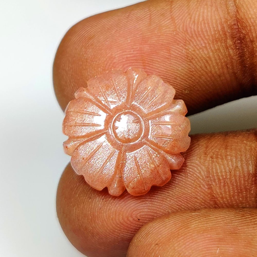 6.52 Ct Natural Orange Tint Moonstone Flower Carving (1 of 2)