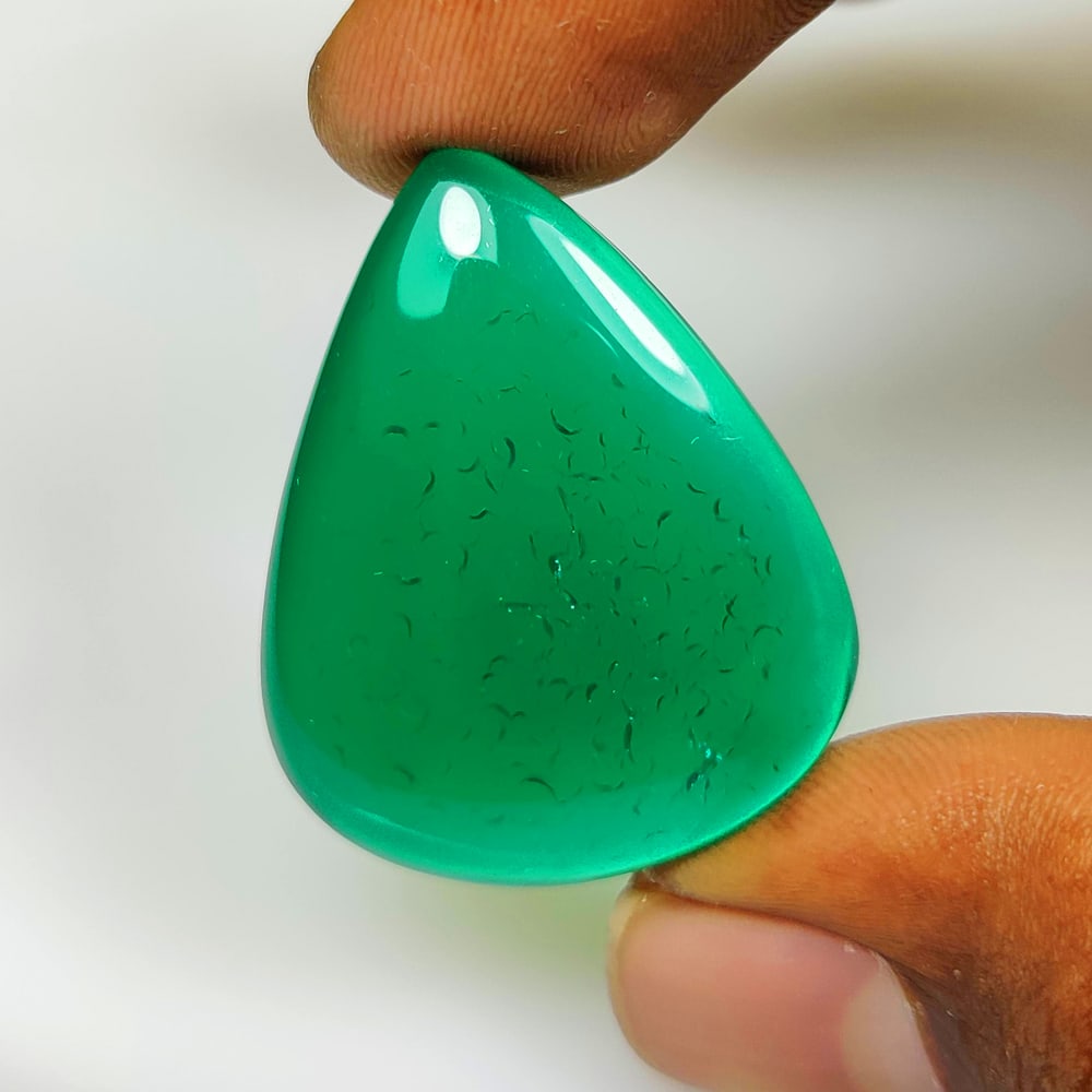 38.93 Ct Natural Green Onyx Pear Cab (1 of 2)