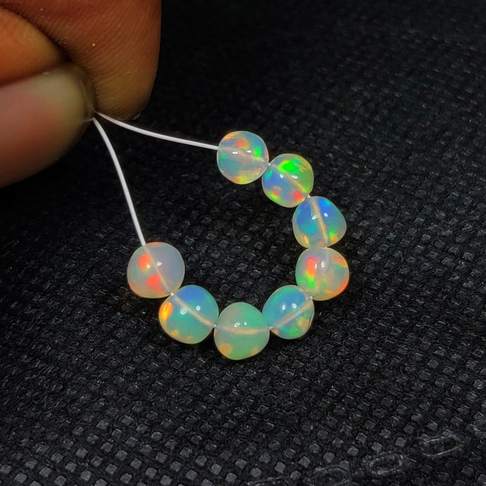 3.31 Ct Natural Multicolor Welo Opal Flash Fire Round Ball Beads (1 of 2)