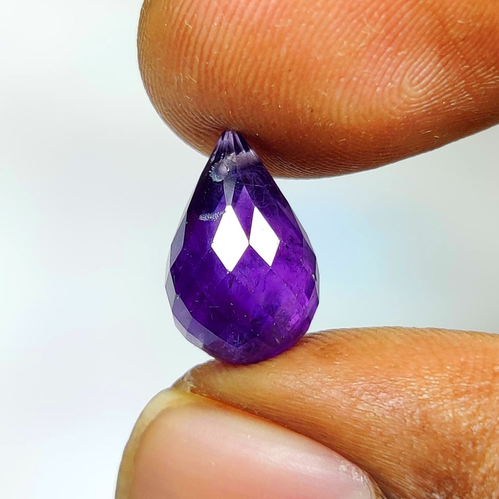 4.79 Ct Natural Purple Amethyst Pear Briolette (1 of 2)