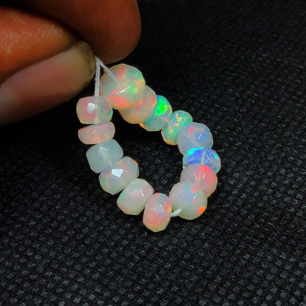 7.55 Ct Natural Multicolor FIre Opal Round Faceted Beads (1 of 2)