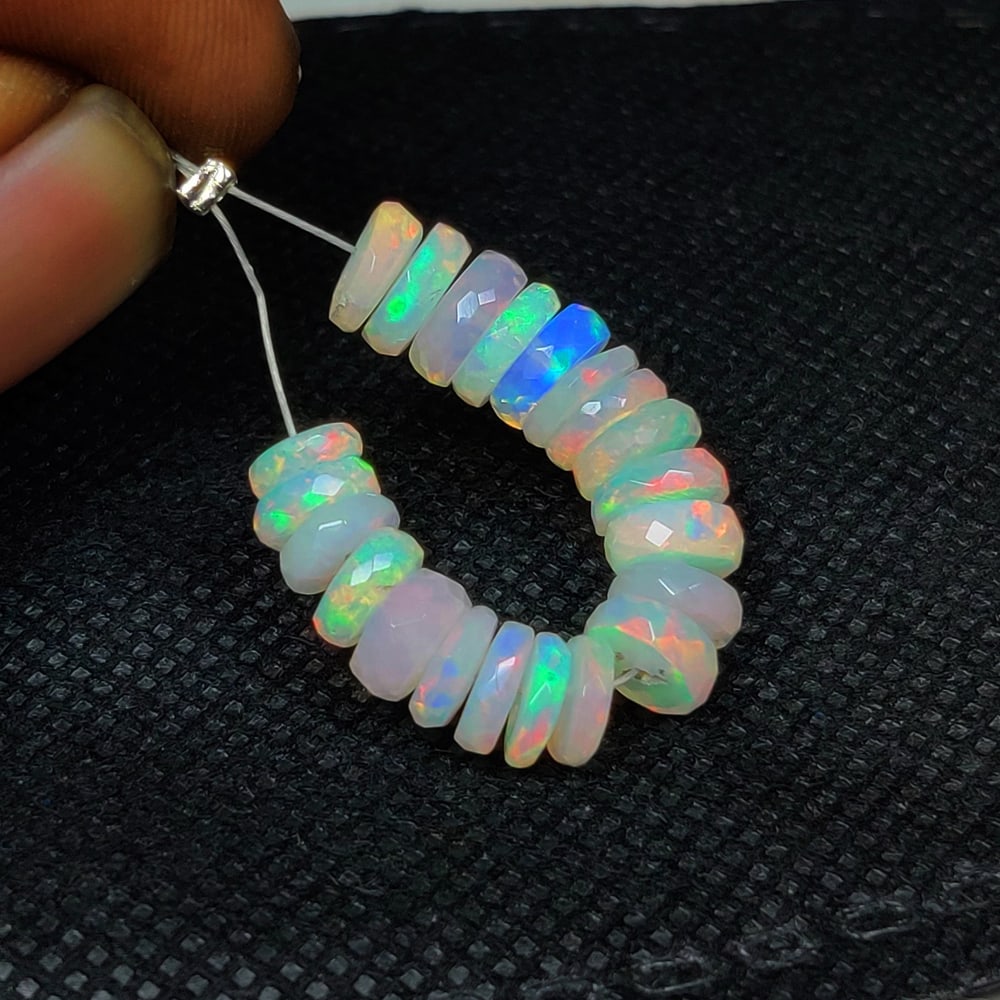 10.34 Ct Natural Multicolor Welo Fire Opal Round Faceted Beads (1 of 2)