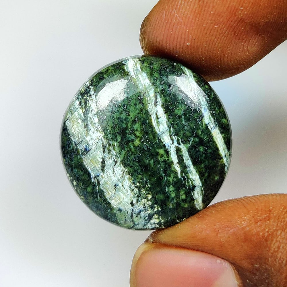 24.88 Ct Natural Green Swiss Opal Round Cab (1 of 2)