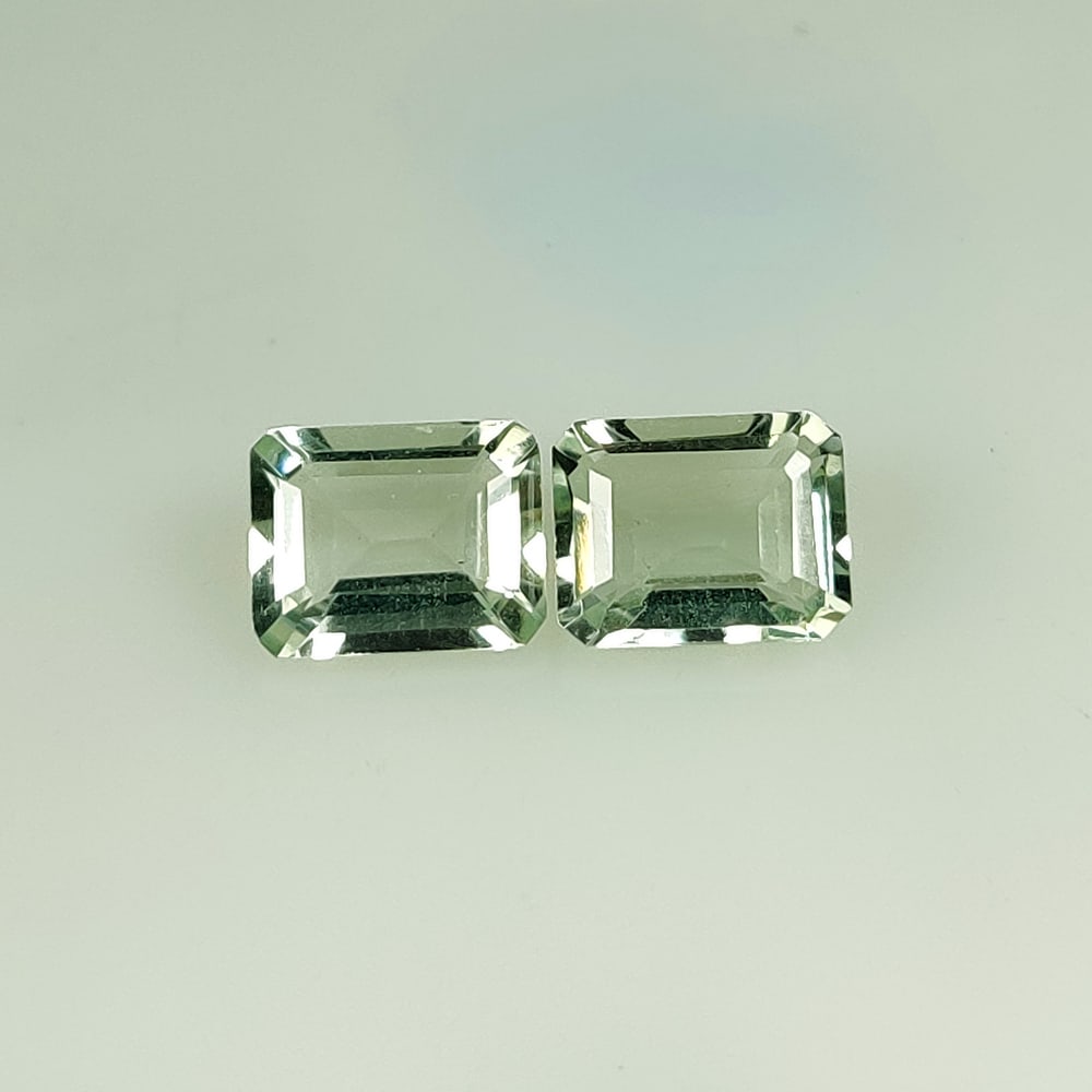 5.72 Ct Natural Green Amethyst Octagon Cut Pair (1 of 2)