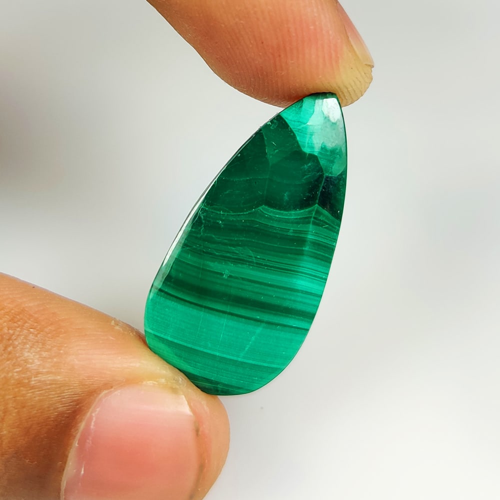 4.01 Ct Natural Green Malachite Pear Cab (1 of 2)