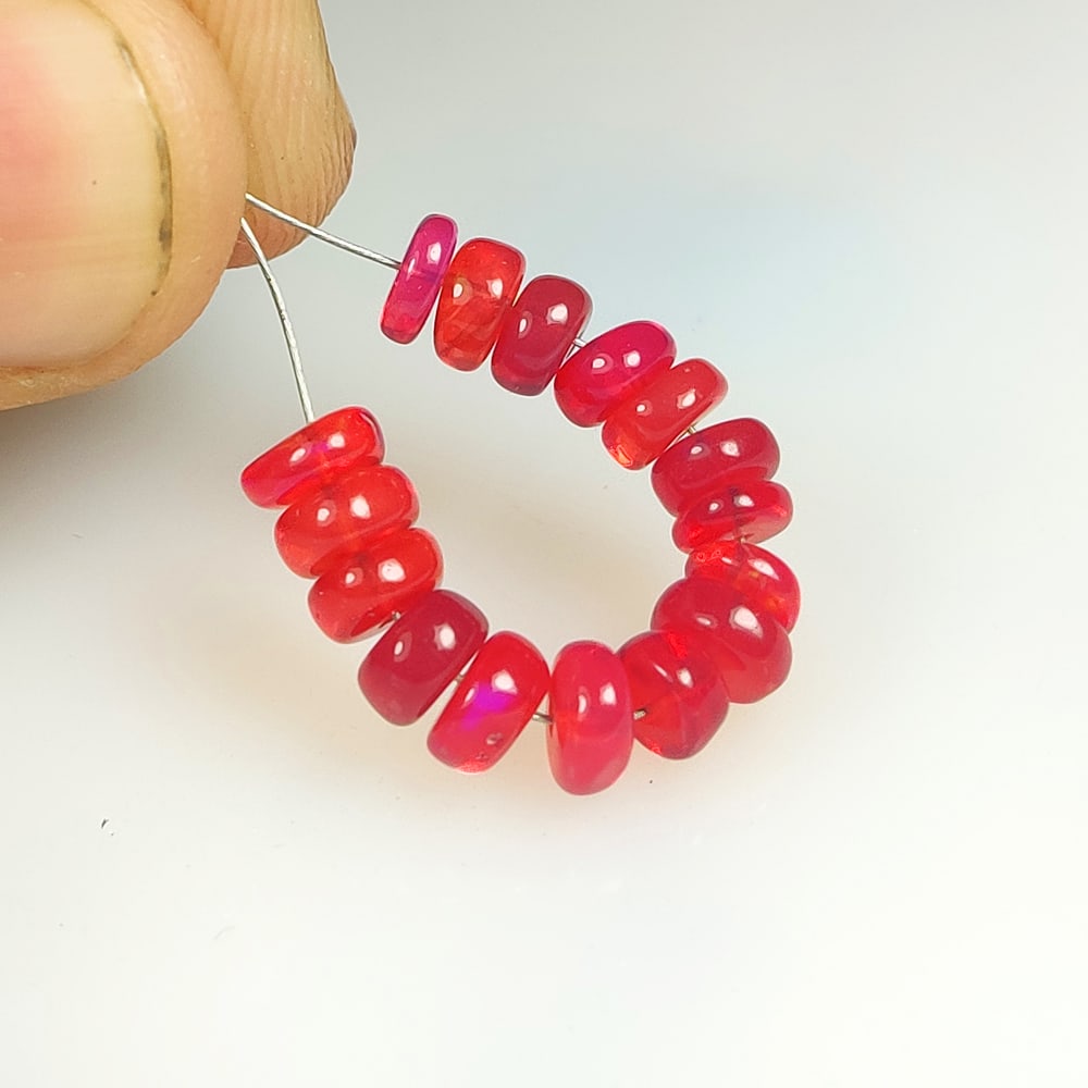 6.22 Ct Natural Orange Fire Opal Round Beads: Weight - 6.22 Ct / Dimensions - 5.30 - 5.60 mm / 16 Pc's / Shape - Round Beads / Color - Orange / Clarity - Translucent / Origin - Ethiopia / Treatment - Color Heated