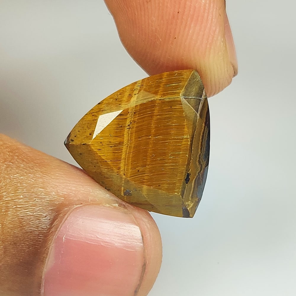 13.45 Ct Natural Tiger Eye Trillion Cut (1 of 2)