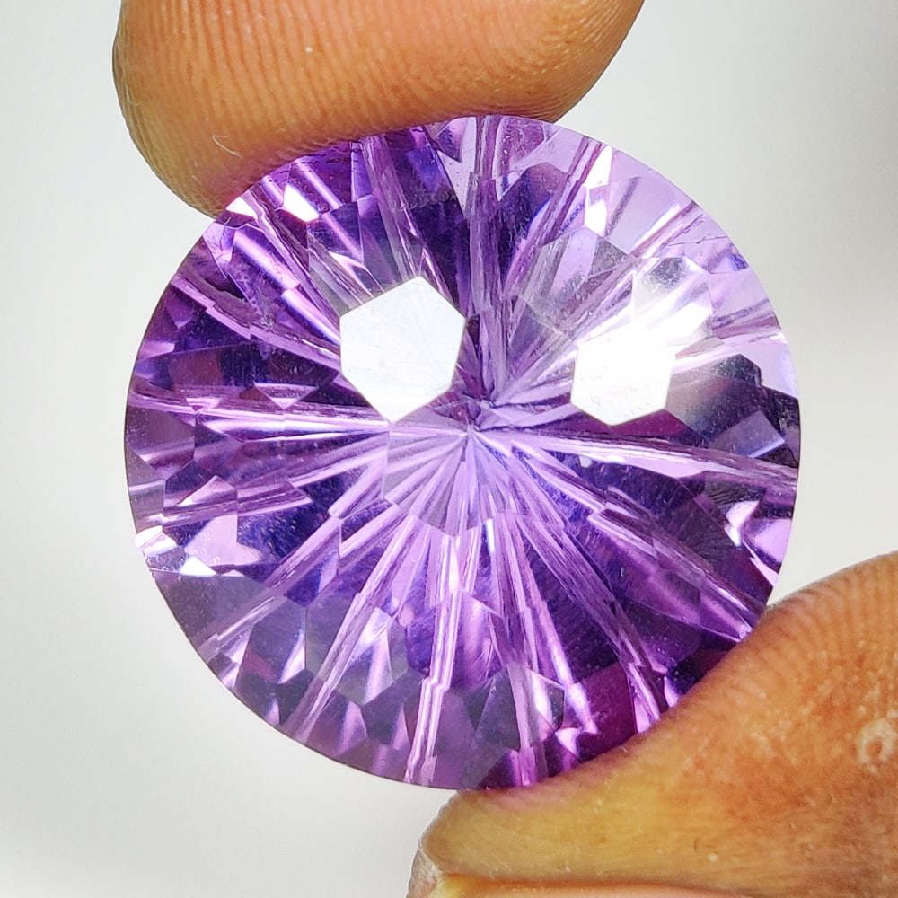 25.79 Ct Natural Purple Amethyst Round Football Cut (1 of 3)