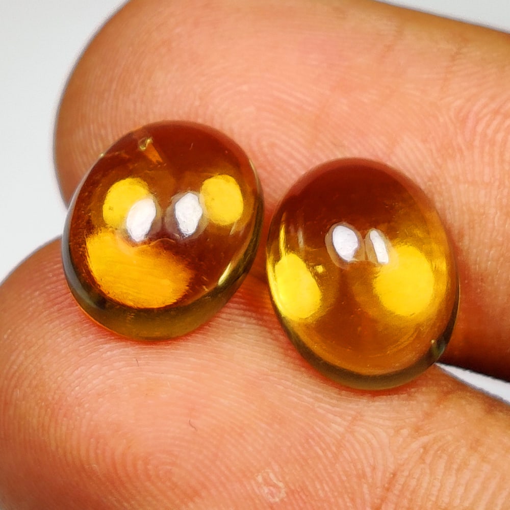 7.87 Ct Natural Yellow Citrine Oval Cab Pair (1 of 2)