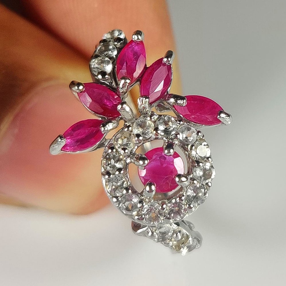 3.92 g 925 Silver Ring with Natural Ruby,Topaz (1 of 3)
