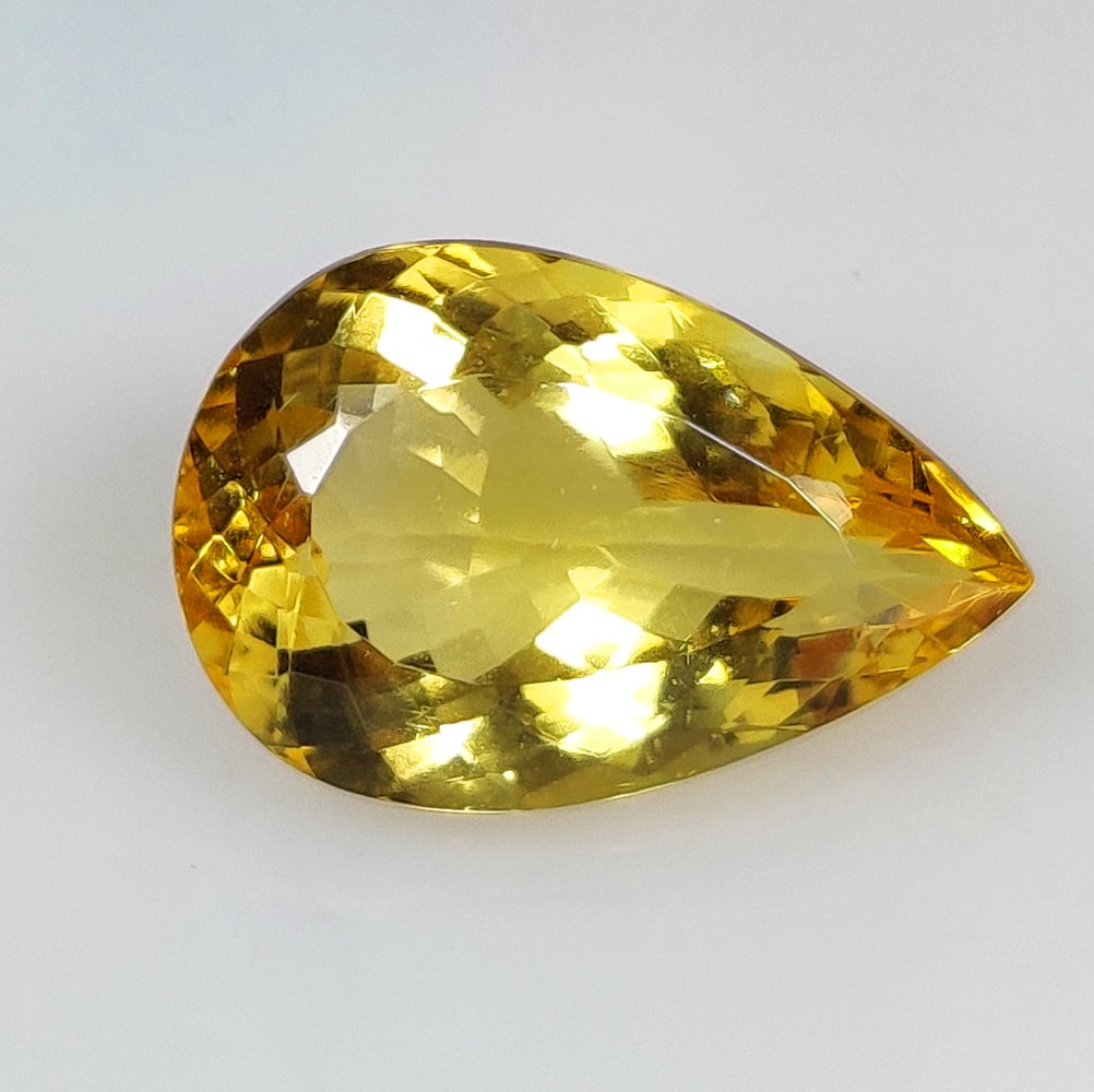 CERTIFIED 14.51 Ct Natural Yellow Citrine Pear Cut (1 of 3)
