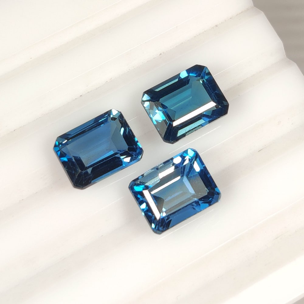 10.24 Ct Natural London Blue Topaz Octagon Cut Set (1 of 2)