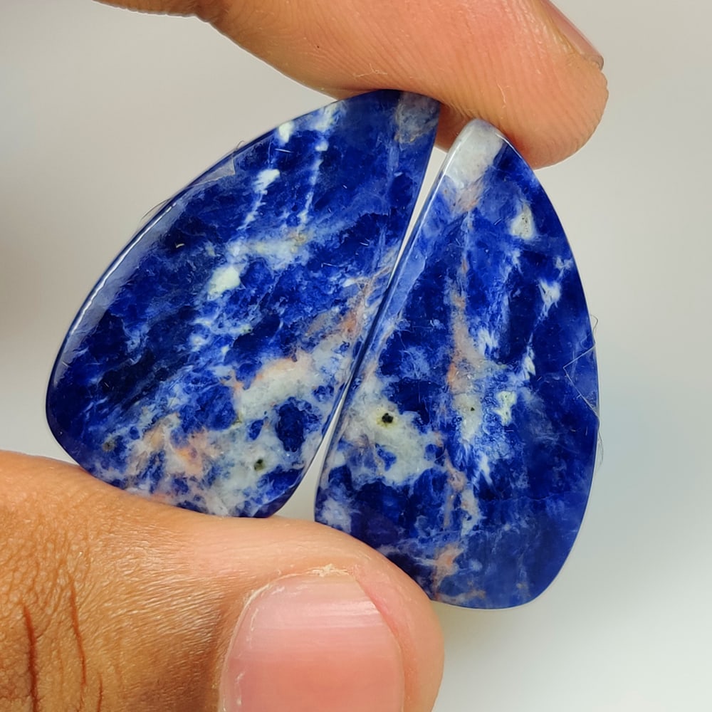 28.61 Ct Natural Blue Sodalite Fancy Cab Pair (1 of 2)