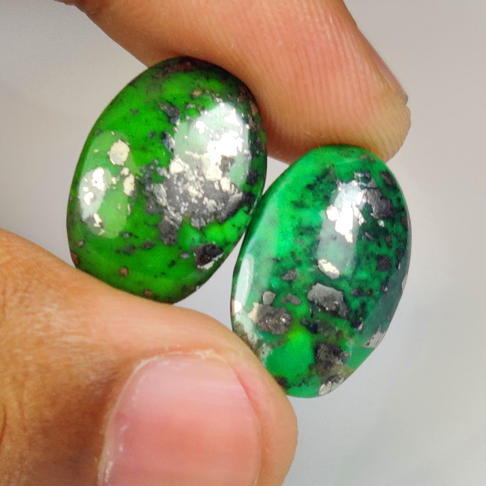 21.44 Ct Natural Stone Planet Turquoise Oval Cab Pair (1 of 2)
