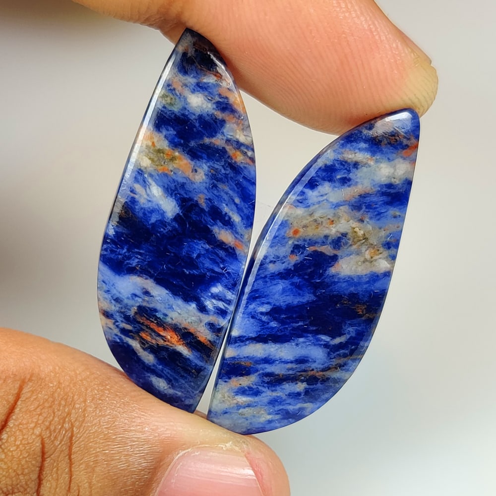 26.94 Ct Natural Blue Sodalite Fancy Cab Pair (1 of 2)