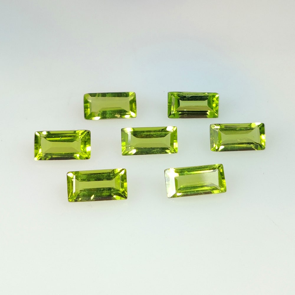 6.55 Ct Natural Green Peridot Rectangle Cut Set (1 of 3)
