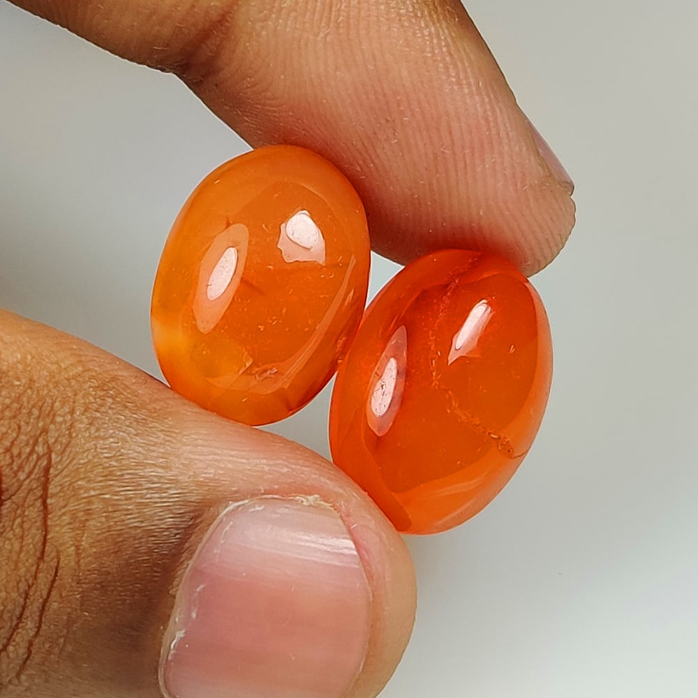 21.65 Ct Natural Orange Opal Oval Cab Pair (1 of 2)