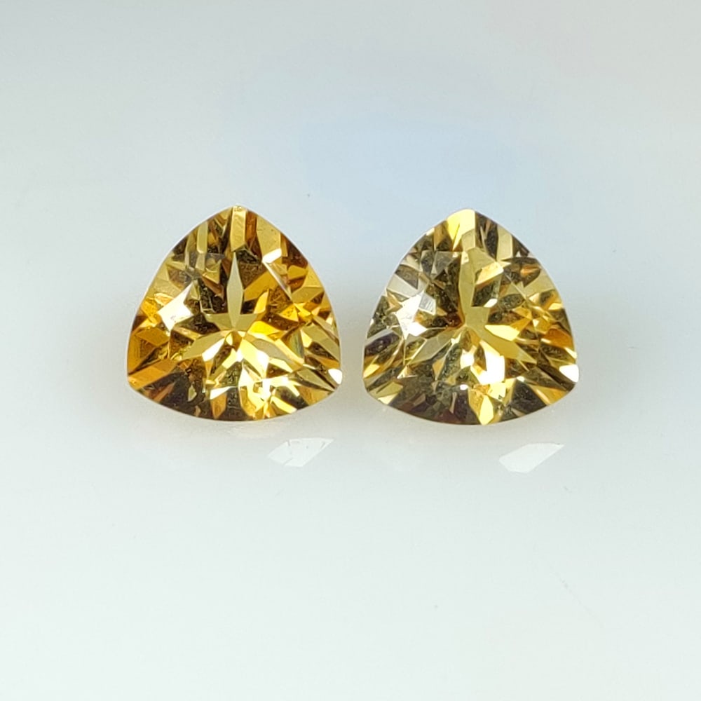 6.29 Ct Natural Yellow Citrine Trillion Cut Pair (1 of 2)