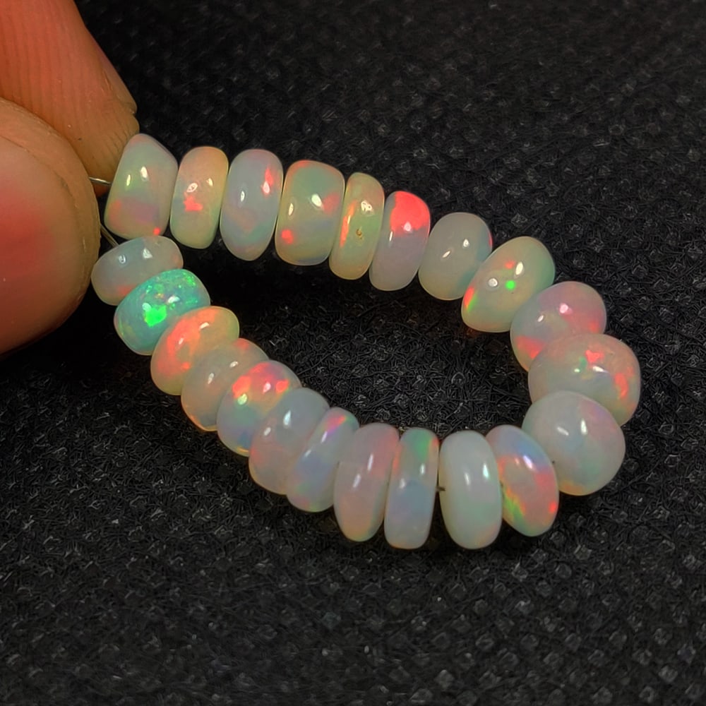 13.94 Ct Natural Multicolor FIre Opal Round Faceted Beads (1 of 2)