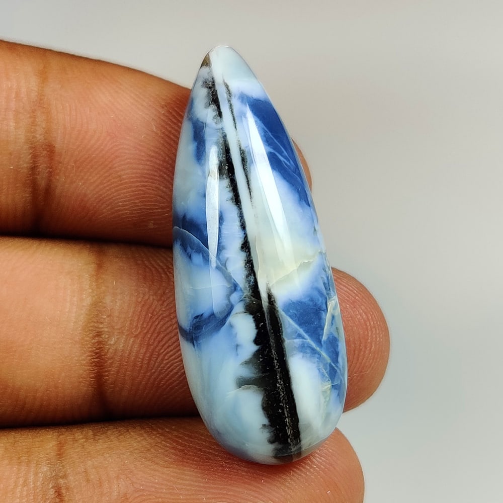 25.67 Ct Natural Blue Opal Pear Cab (1 of 2)