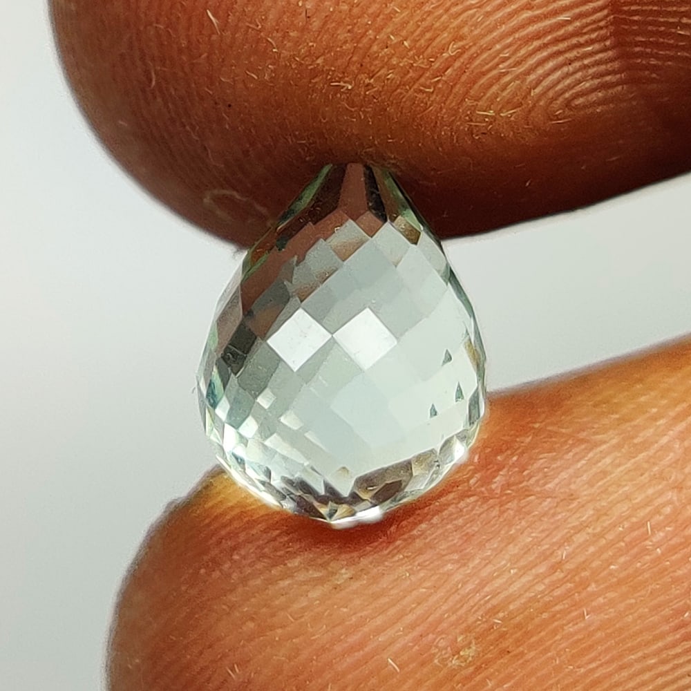 2.73 Ct Natural Green Amethyst Pear Drop: Weight - 2.73 Ct / Size - 8.80 x 7.10 x 7.10 mm / Shape - Pear Drop / Color - Green / Clarity - VVS / Origin - Brazil / Treatment - Heated