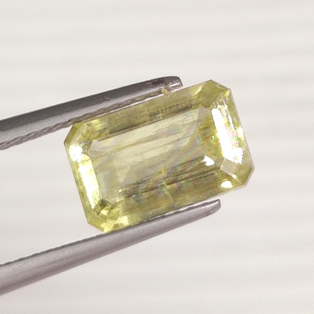 2.89 Ct Natural Diaspore OCtagon Cut: Weight - 2.89 Ct / Dimensions - 10.40 x 6.80 x 4.20 mm / Shape - Octagon Cut / Color - Yellow / Clarity - VVS / Origin - Turkey / Treatment - None