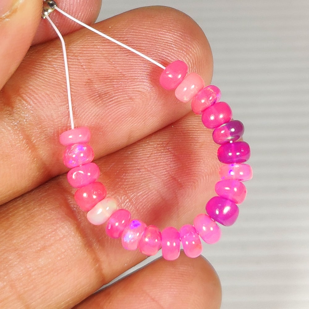 4.53 Ct Natural Pink Fire Opal Round Beads: Weight - 4.53 Ct / Size - 3.90 - 4.10 mm / 20 Pc's / Shape - Round Beads / Clarity - Transparent / Origin - Ethiopia / Treatment - Heated