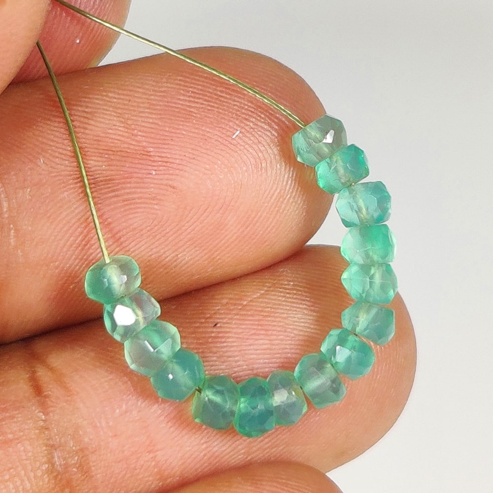 4.11 Ct Natural Green Onyx Round Cut Beads: Weight - 4.11 Ct / Dimensions - 3.70 - 3.90 mm / 15 Pc's / Shape - Drilled Round cut Beads / Clarity - Transparent / Origin - Brazil / Treatment - None