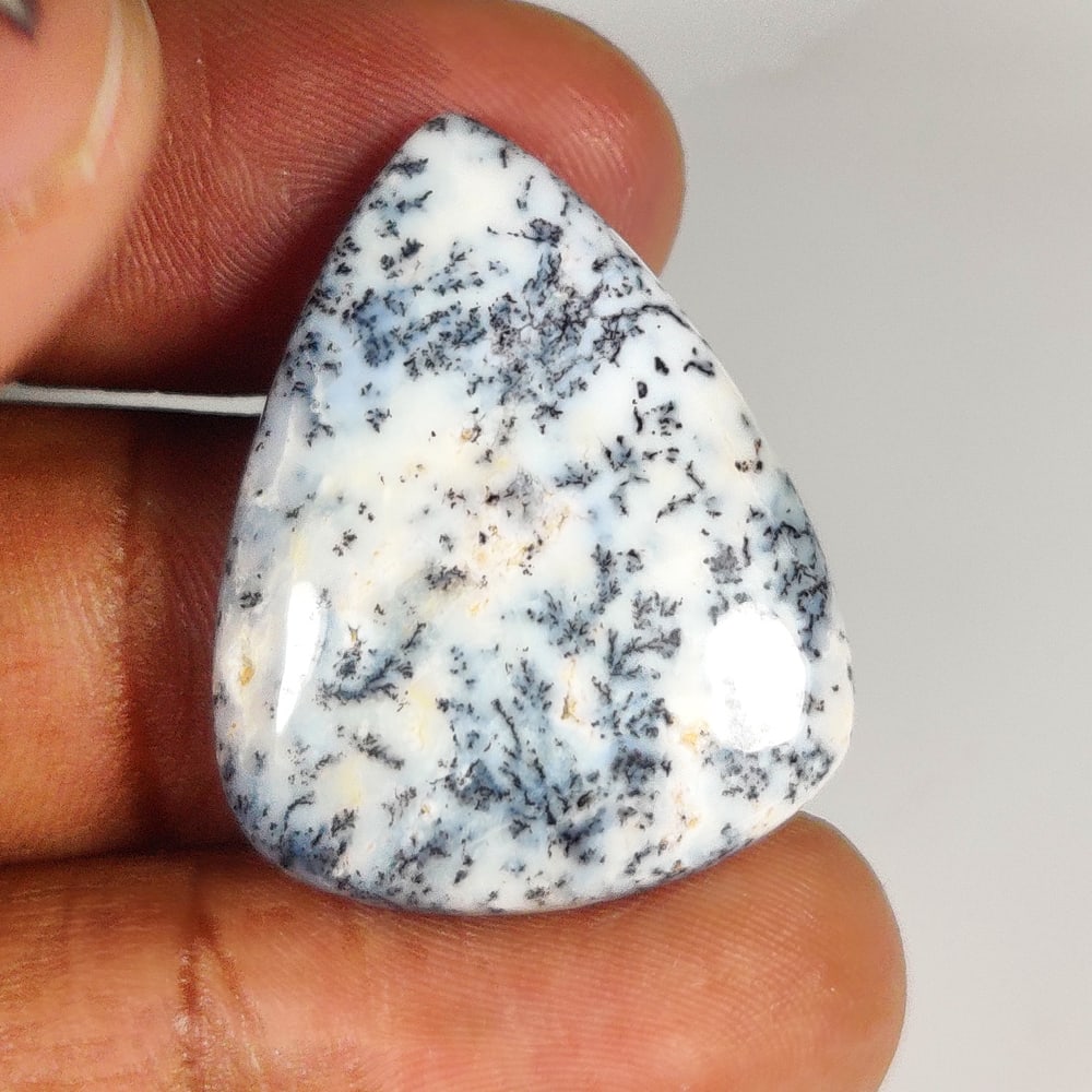 25.30 Ct Natural Dendrite Opal Pear Cab: weight - 25.30 Ct / Size - 30.00 x 25.00 x 6.00 mm / Shape - Excellent Pear Cab / Origin - Brazil / Treatment - None