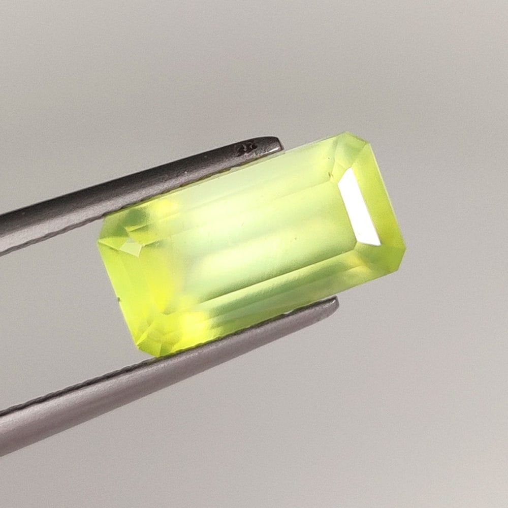 3.66 Ct Natural Green Prehnite Octagon Cut: Weight - 3.66 Ct / Size - 12.00 x 6.50 x 5.80 mm / Shape - Octagon cut / Clarity - Semi Transparent / Origin - Brazil / Treatment - None