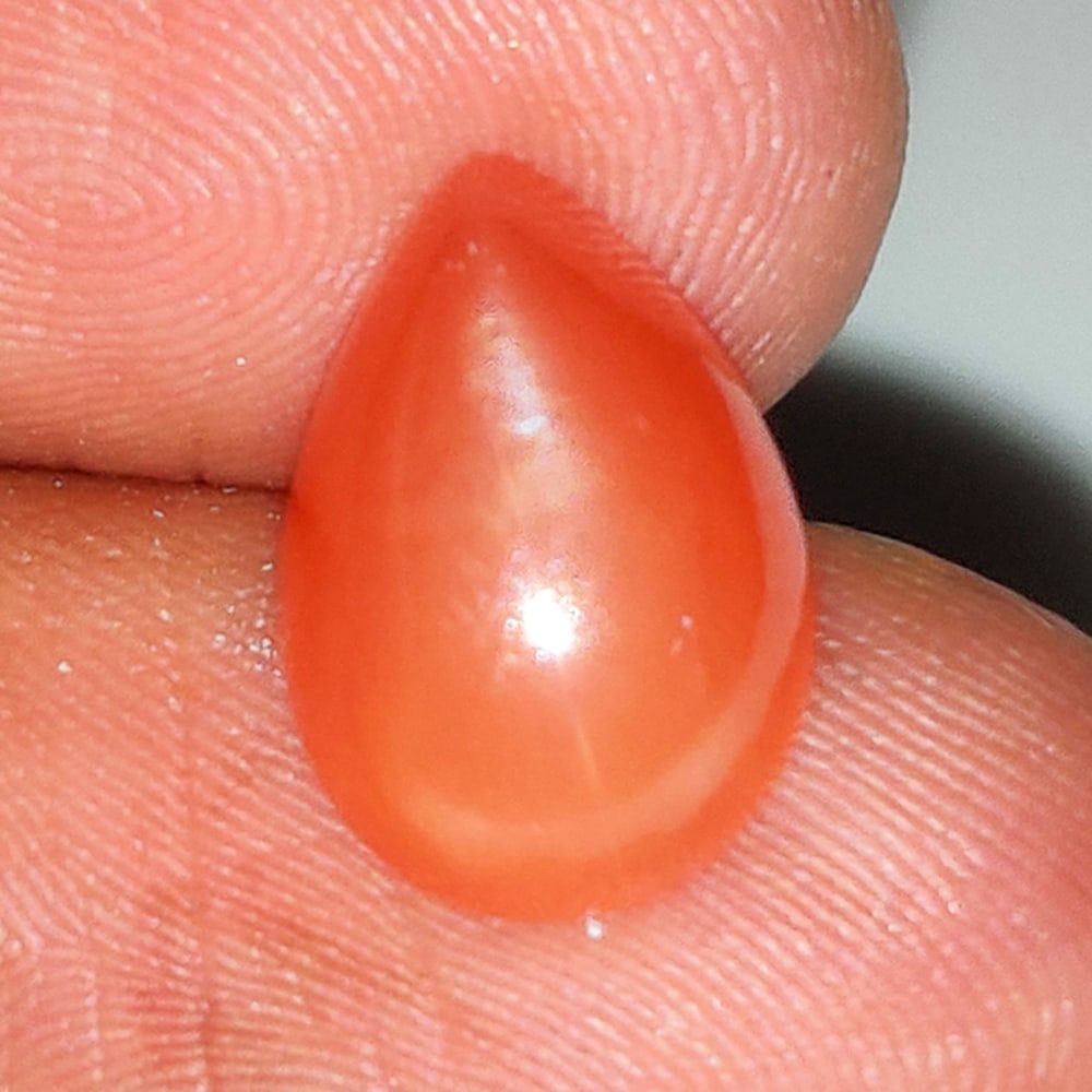 4.42 Ct Natural Orange Moonstone Pear Cab: Weight - 4.42 Ct / Size - 13.00 x 9.00 x 5.50 mm / Shape - Pear Cabochon / Clarity - Semi-Transparent / Origin - India / Treatment - None